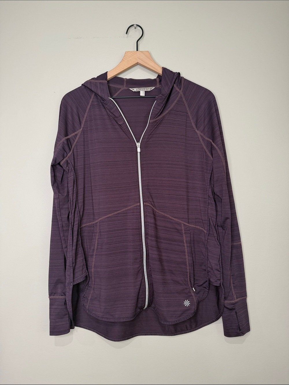 Athleta Zip-Up Hooded Jacket in Plum Large